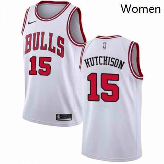 Womens Nike Chicago Bulls 15 Chandler Hutchison Authentic White NBA Jersey Association Edition